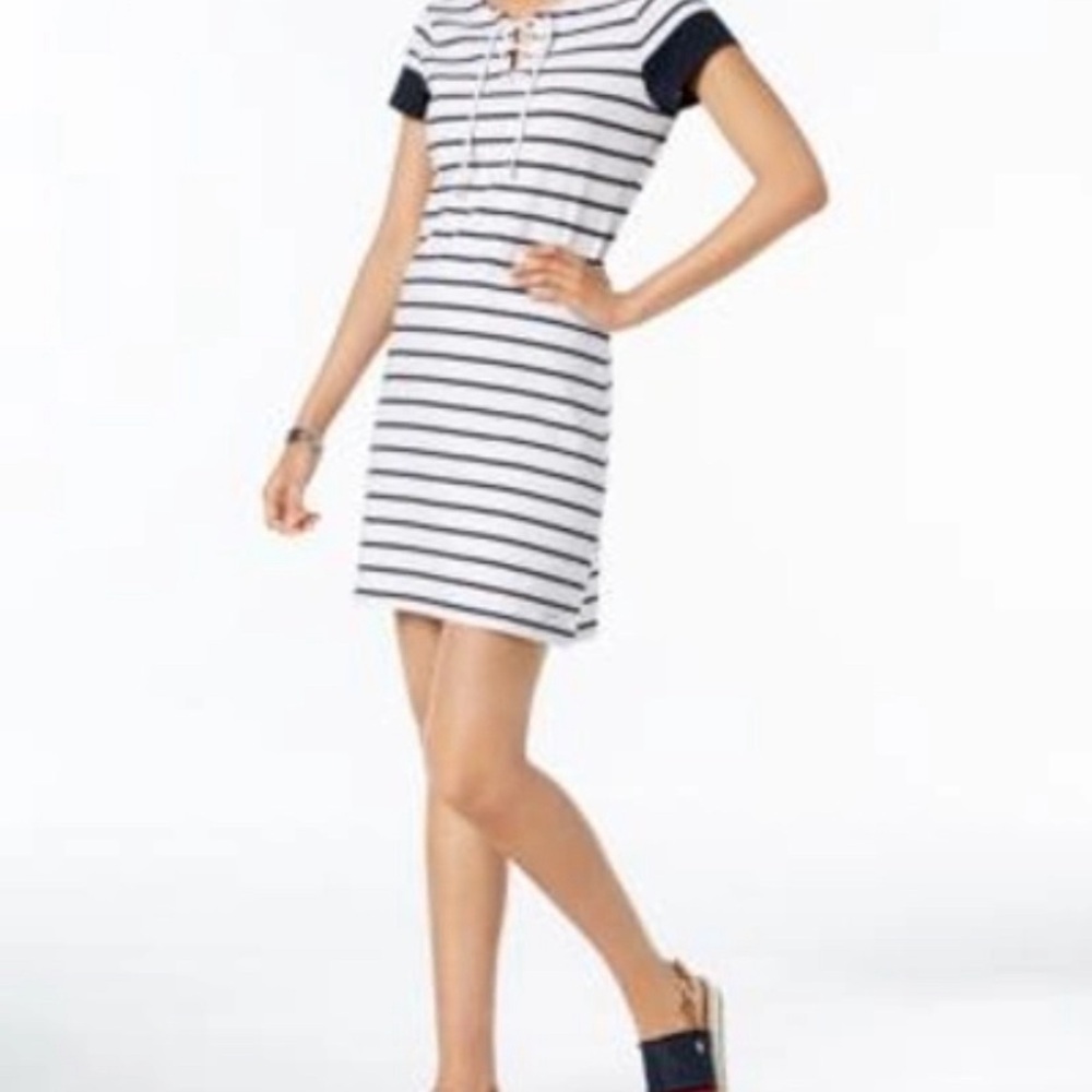 Striped Navy and White Dress